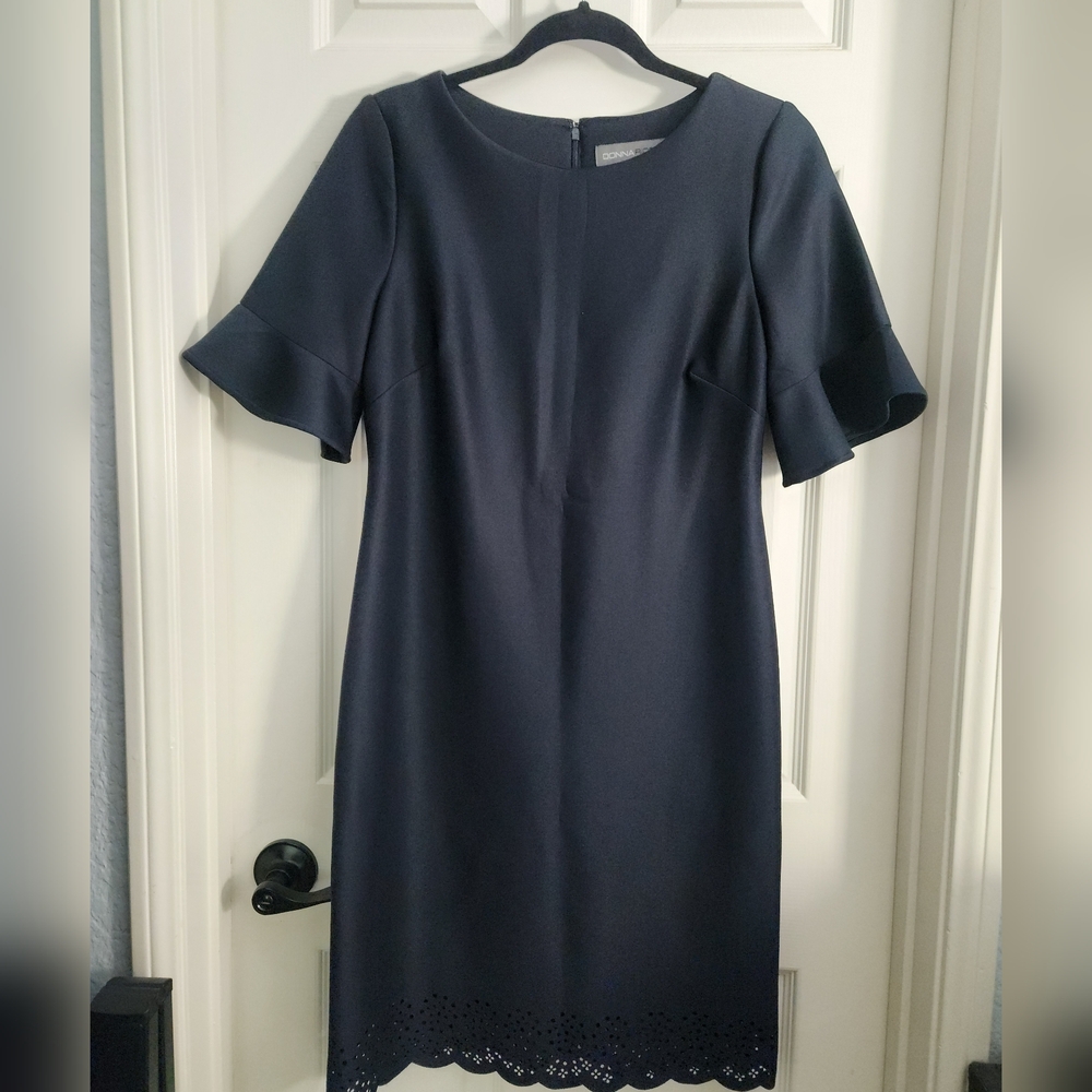Blue short bell sleeve dress